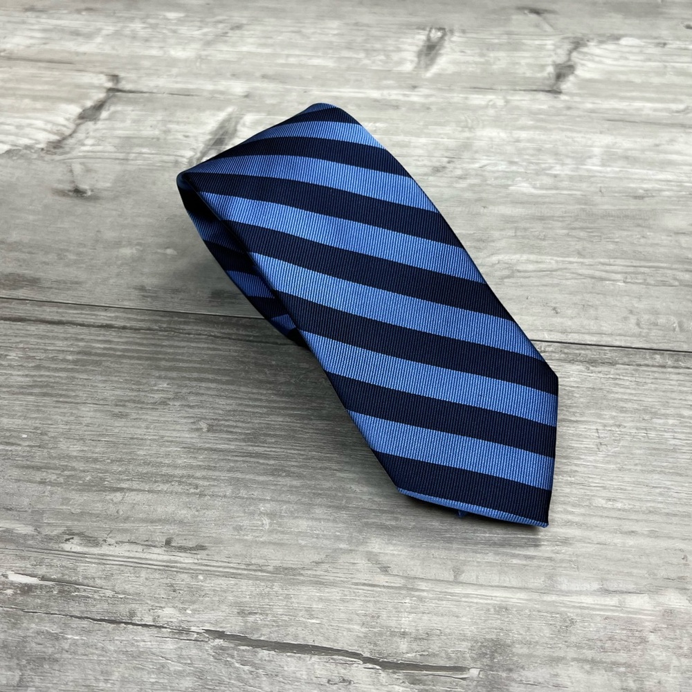 BRG Blue & Navy Repp Stripe Silk Tie